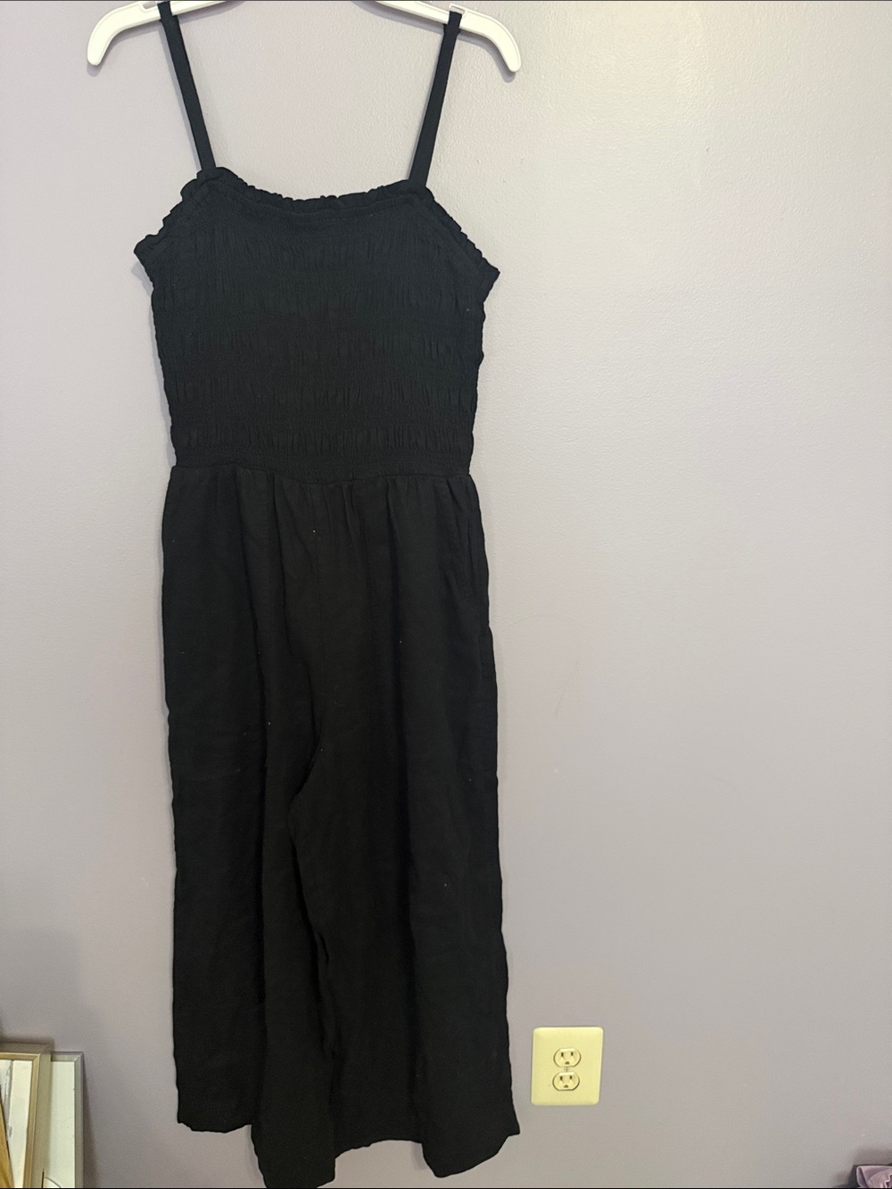 Universal Thread Black Smocked Wide-Leg Jumpsuit